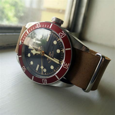 tudor heritage black bay leather strap|black bay 58 nato strap.